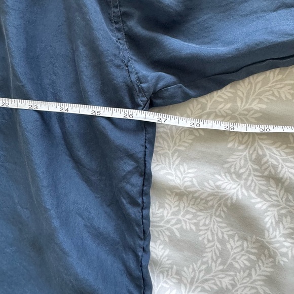 Free People 100% Silk Blue Button Up Top - Picture 10 of 13